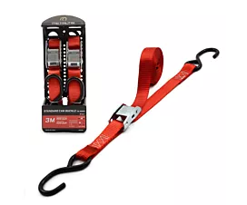 Motorcycle - Transport Tie-down - 500kg - 3m - 25mm - Cam buckle and S-hooks - Red - 2pcs