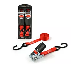 All Tie-Down Straps 25mm Tie-down - 500kg - 4m - 25mm - Ratchet and S-hook - Red - Premium - 2pcs