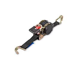 Up to 1.5T - Standard Tie-down - 300kg - 3m - 25mm – Auto-retractable with double J-hooks – Black