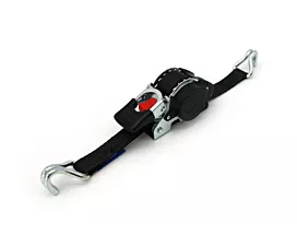 Black - Auto-retractable Tie-down - 300kg - 3m - 25mm – Auto-retractable with double J-hooks – Black