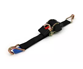 All Black Tie-Down Straps Tie-Down Strap - 750kg - 3m - 50mm - Auto-retractable with double J-hooks - Black