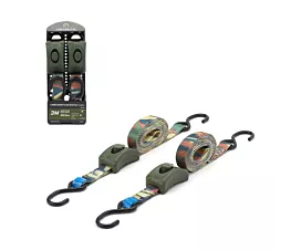 All Tie-Down Straps 25mm Tie-down - 500kg - 3m - 25mm – 1-part - Cam buckle and S-hooks - Army Green - 2pcs