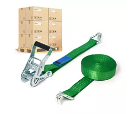 Pallet Tie-Down Straps 35mm Pallet Tie-downs 2.5T - 6.5m - 35mm - 2-part - Double J-hook - Green - 640pcs
