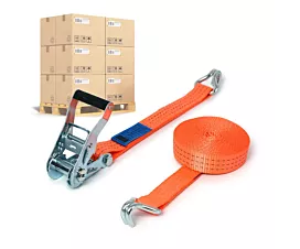 Pallet Tie-Down Straps 35mm Pallet Tie-downs - 2.5T - 6.5m - 35mm - 2-part - Double J-hook - Orange - 640pcs