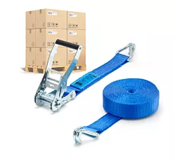 Pallet Tie-Down Straps 50mm 5T Pallet Tie-downs - 9m - 50mm – 2-part - Double J-hook - Blue - 256pcs