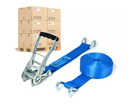 Pallet Tie-Down Straps 50mm Pallet Tie-downs - 5T - 9m - 50mm - 2-part - Open rave hook - Blue - 256pcs